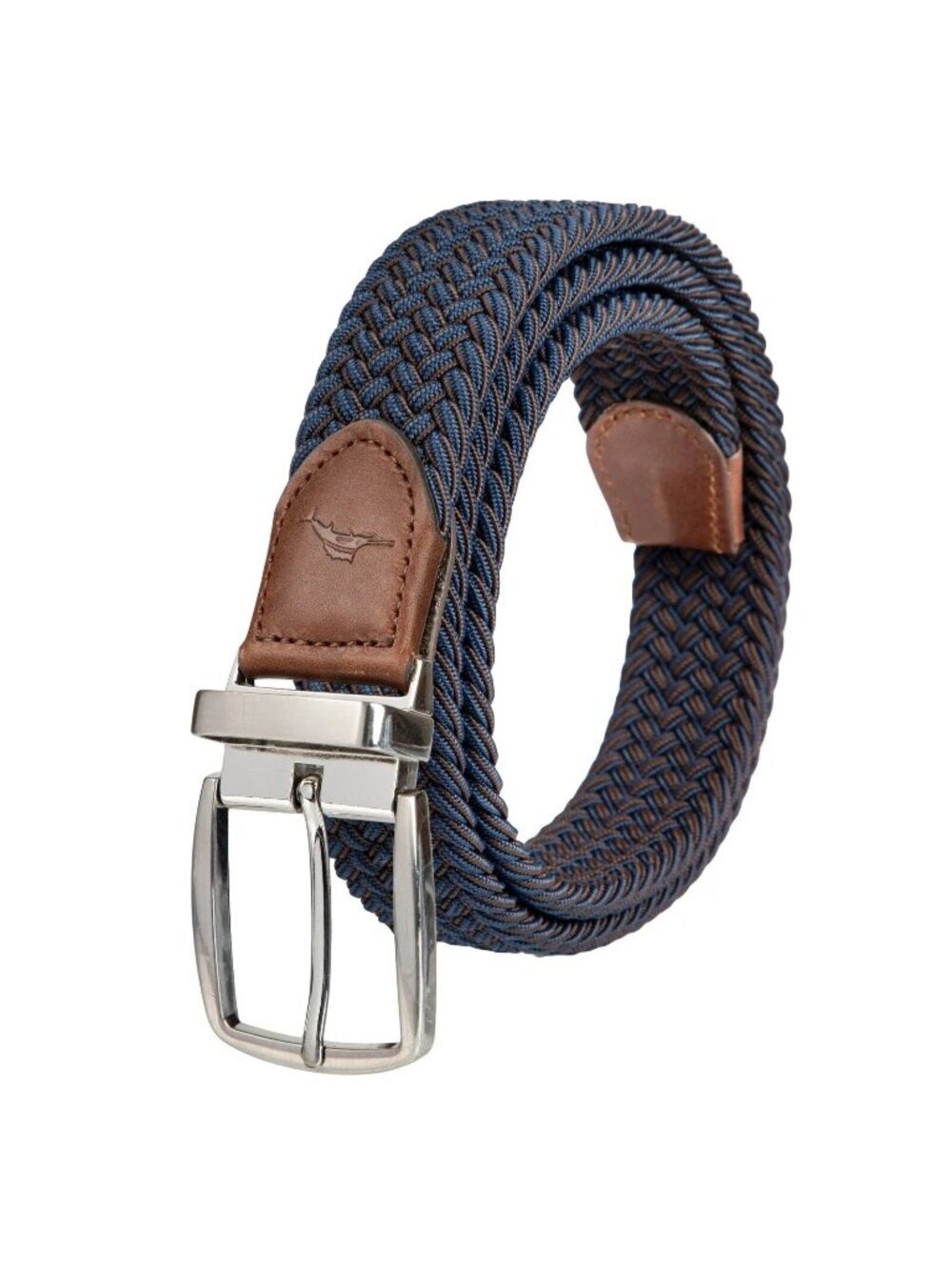 NWOT Tommy Bahama Men's S/M Braided Stretch Belt With Leather Trim & Silver